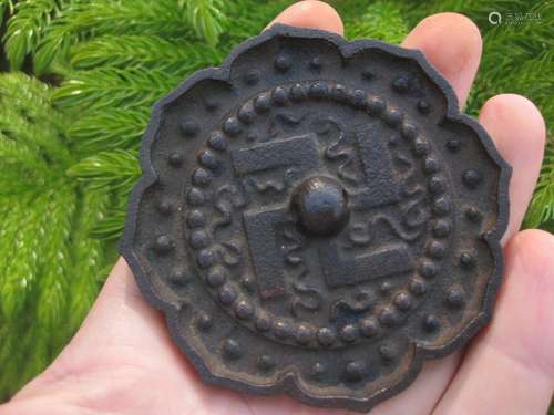 Lotus Bronze mirror with Buddhist Chinese inscriptions