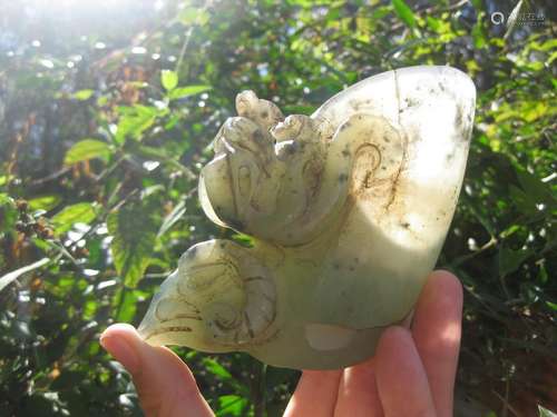 Astonishing translucent Nephrite Chinese jade ram Qing