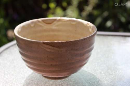 Shino Yaki Japanese Chawan wavy glaze bowl