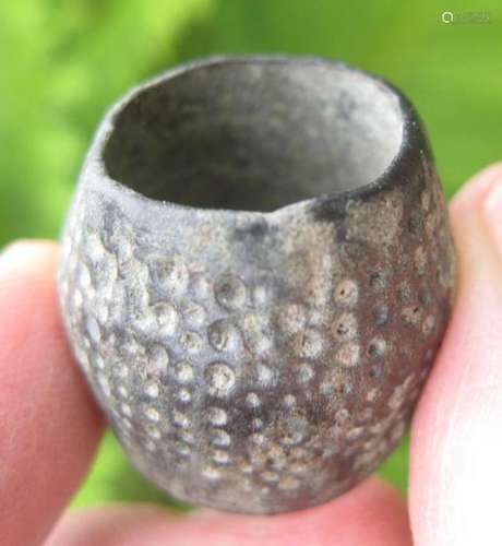 Ancient Roman(?) bronze thimble in ring shape