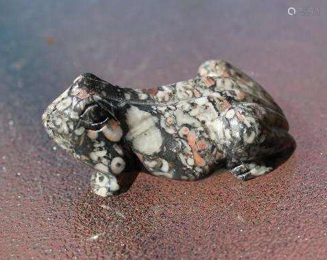 Amazing Carved petrified Fossil stone statue of a Frog