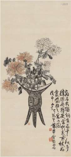 蒲 华（1832～1911） 酒盈菊香图
