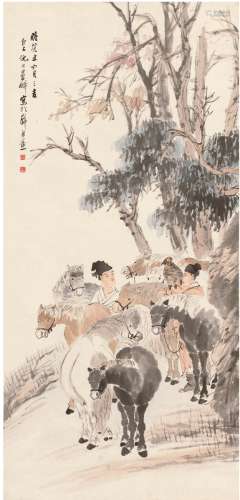 倪 田（1855～1919） 牧马小憩图
