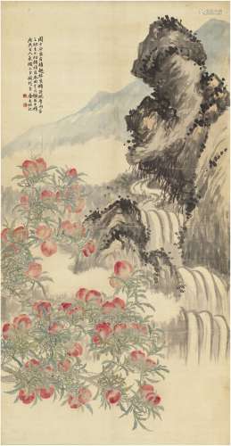 陆 恢（1851～1920） 春溪仙桃图