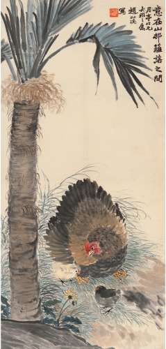 赵叔孺（1874～1945） 草间育雏图