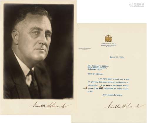富兰克林•罗斯福（Franklin D. Roosevelt，1882～1945） 签名照及批改信札