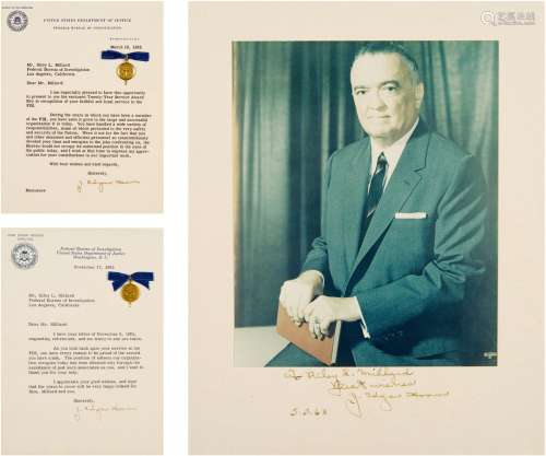 胡 佛（Edgar J. Hoover，1895～1972） 致原中情局官员签名照及信札