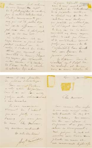 奥古斯特•卢米埃（Auguste Lumière，1862～1954） 有关早期彩色摄影术的亲笔长信