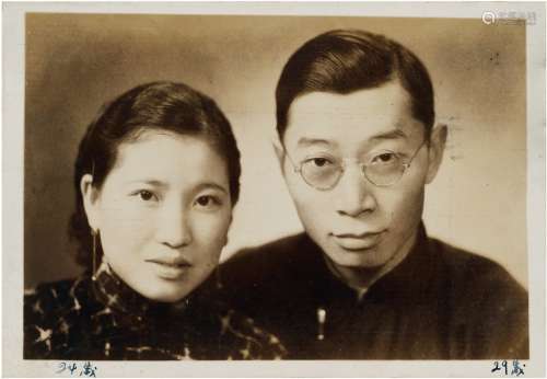 傅 雷（1908～1966）、朱梅馥（1913～1966）夫妇 为纪念次子傅敏出生合影