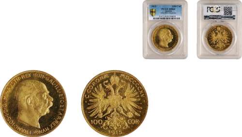 1915年奥匈帝国弗朗茨•约瑟夫一世像100克朗金币