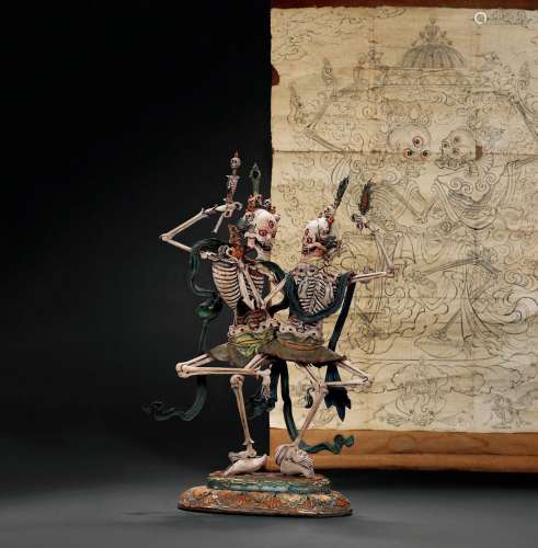 十八世纪•骨质尸陀林主与白描尸陀林主画像