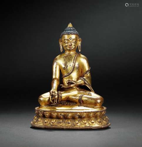 十五世纪•铜鎏金药师佛坐像