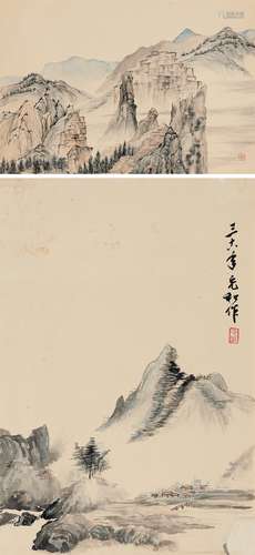 张充和（1914～2015） 三藩参展山水二帧