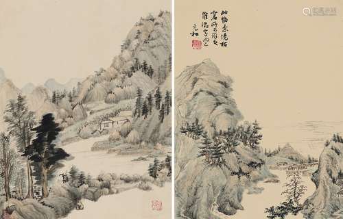 张充和（1914～2015） 三藩参展山水二帧