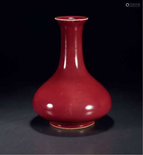 清中期•红釉玉壶春瓶
