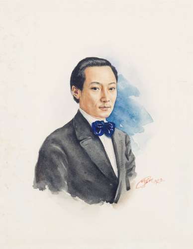 徐悲鸿（1895-1953）杨仲子侧面肖像