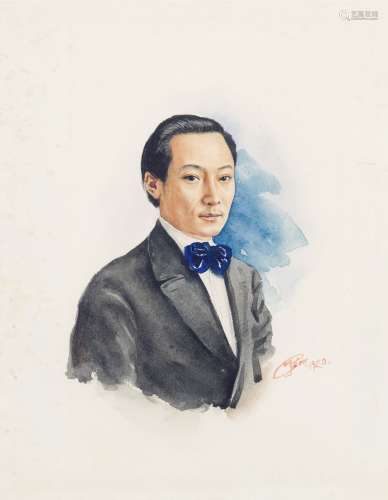 徐悲鸿（1895-1953）杨仲子侧面肖像
