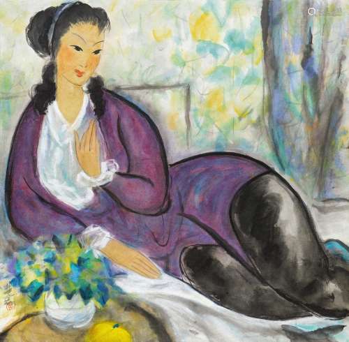 林风眠（1900-1991）紫衣仕女图