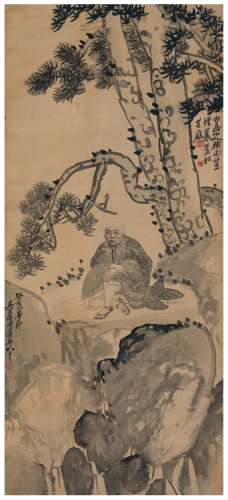 吴昌硕（1844～1927）王 震（1867～1938） 松坪闲坐图