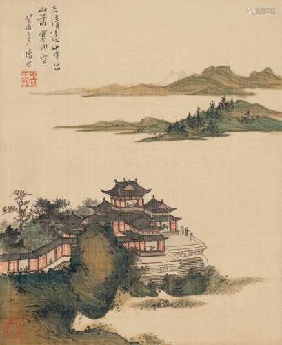 溥 儒（1896～1963） 湖山楼阁图