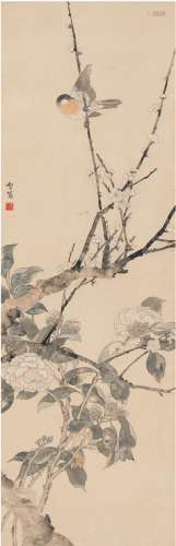 陈之佛（1896～1962） 名花禽憩图