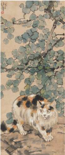 徐悲鸿（1895～1953） 绿荫猫趣图