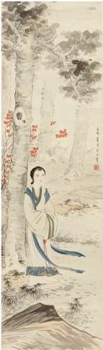 黄君璧（1898～1991）  梧桐仕女图