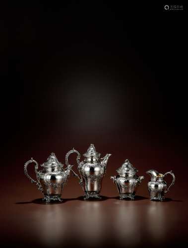 1895年制 纯银咖啡茶具四件套