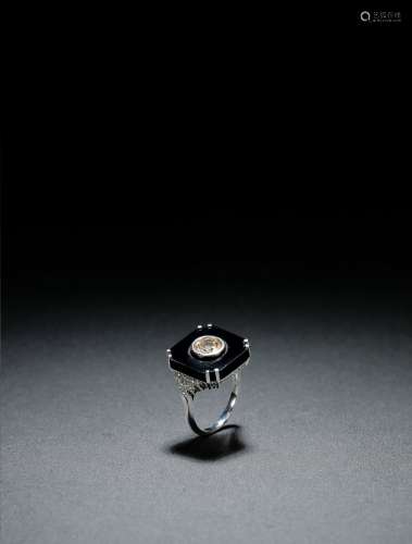 1950年制 黑玛瑙钻石戒指