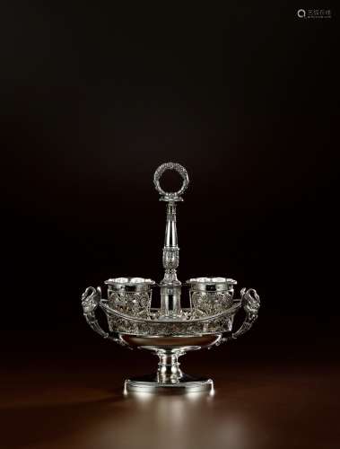 1820年制 纯银高浮雕调料瓶架