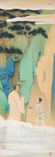 李凤公（1884～1967） 癸酉（1933年）作 石璧题诗图 立轴 设色绢本