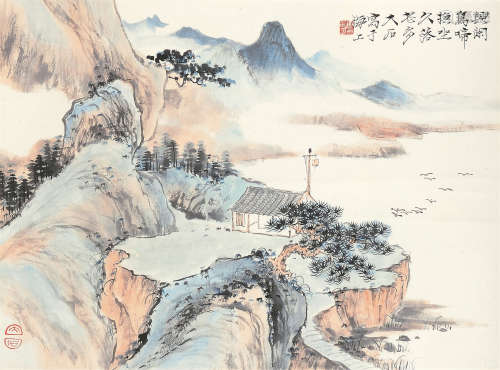 唐云（1910～1993） 山水 立轴 设色纸本