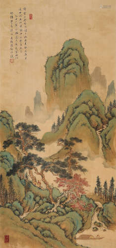 潘龢（1873～1929） 乙丑（1925年）作 青绿山水 立轴 设色绢本