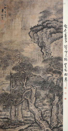 龚贤（1618～1689） 乙卯（1675年）作 峦山苍翠 镜片 水墨纸本