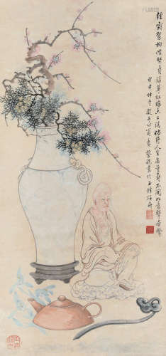 蔡铣（1897～1960） 甲申（1944年）作 人物 立轴 设色纸本