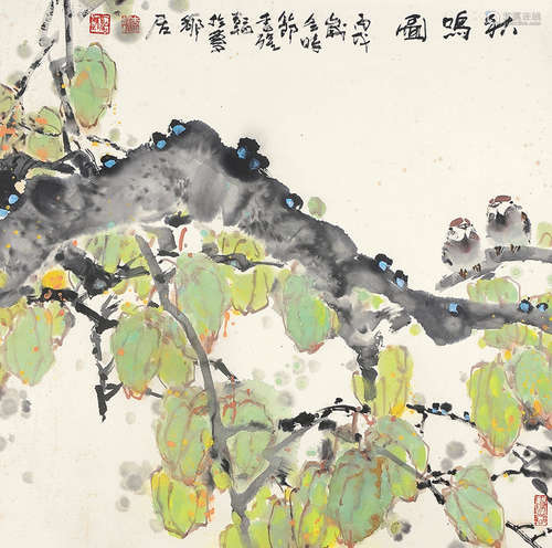 李醒韬（b.1943） 丙戌（2006年）作 秋鸣图 镜片 设色纸本