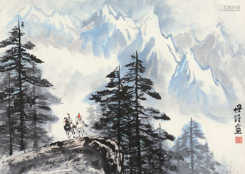 梁世雄（b.1933） 雪山 镜片 设色纸本