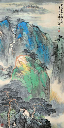 应野平（1910～1990） 壬戌（1982年）作 黄岳峰奇云意闲 立轴 设色纸本