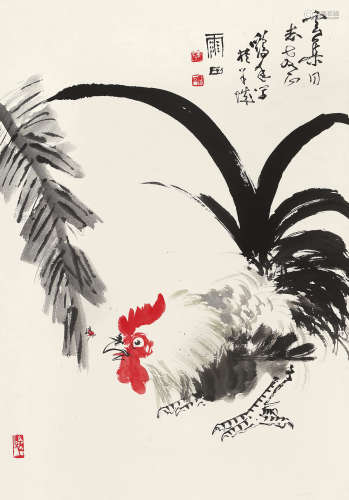 陈雨田（1912～2004） 鸡 立轴 设色纸本