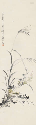 冯遂川（1901～1972） 辛丑（1961年）作 花卉 立轴 设色纸本