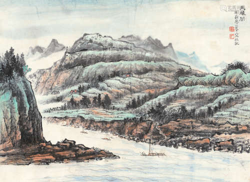 吴一峰（1907～1998） 山水 镜片 设色纸本