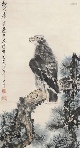 唐云（1910～1993） 1983年作 松鹰图 镜片 设色纸本