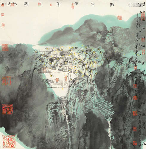 卢禹舜（b.1962） 山水 镜片 设色纸本