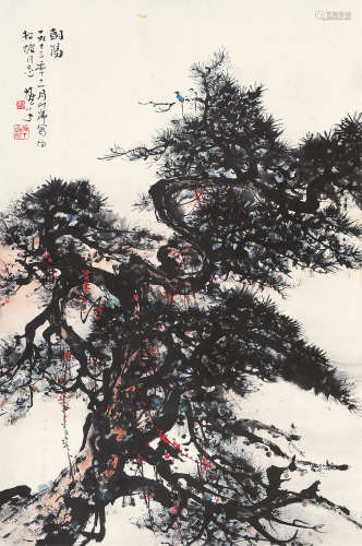 黎雄才（1910～2001） 1973年作 朝阳 镜片 设色纸本