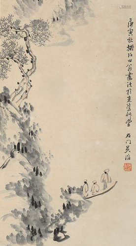 吴滔（1840～1895） 庚寅（1890年）作 山水 立轴 设色纸本