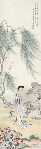 吴青霞（1910～2008） 丙子（1996年）作 仕女 立轴 设色纸本