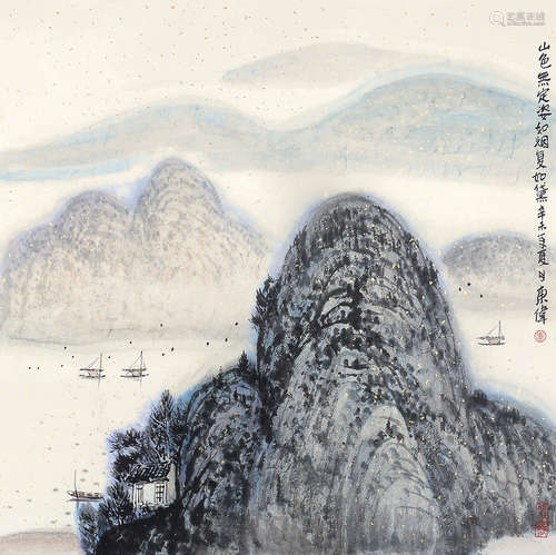 李东伟（b.1961） 辛未（1991年）作 山色无定姿 镜片 设色纸本