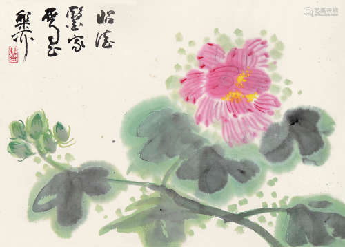 谢稚柳（1910～1997） 花卉 立轴 设色纸本