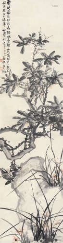 吴待秋（1878～1948） 桂花兰石 立轴 设色纸本