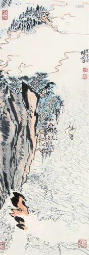 陆俨少（1909～1993） 1983年作 峡江云水 立轴 设色纸本